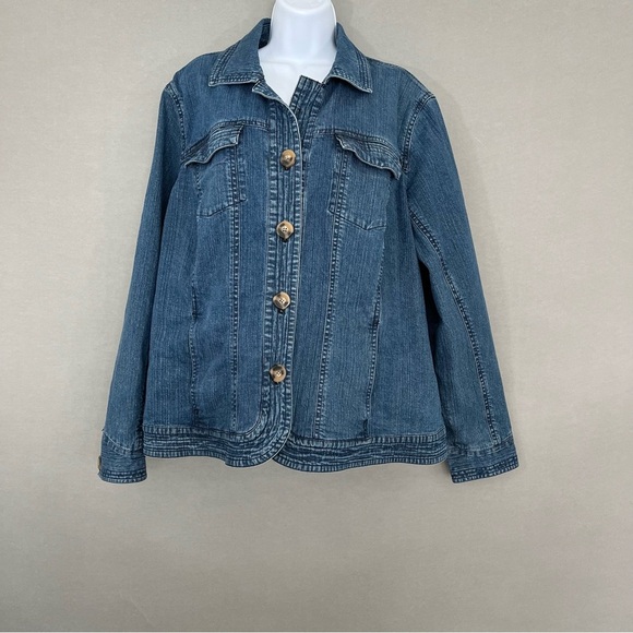 Coldwater Creek Jackets & Blazers - Coldwater Creek Blue Denim Button Long Sleeve Jacket